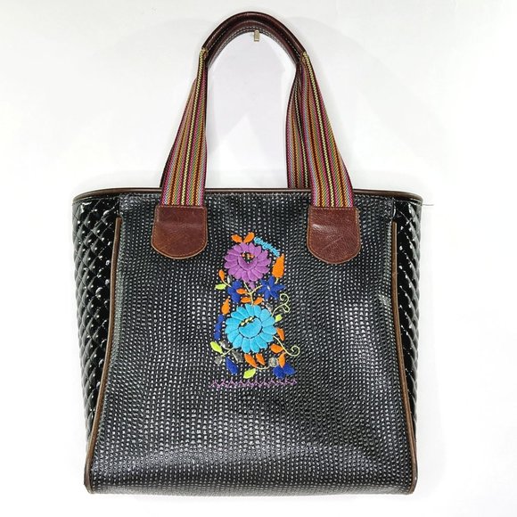 Consuela Bags Consuela Black Cleopatra Classic Tote Embroidered